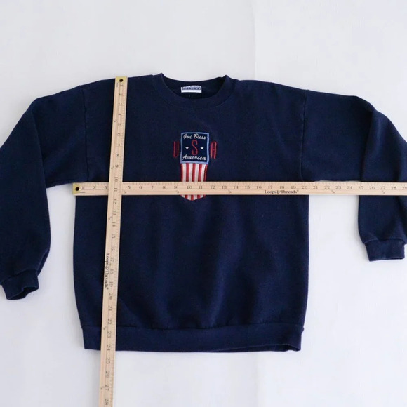 Vintage Endless Designs Navy "God Bless U.S.A." Crewneck Sweater - Picture 4 of 12